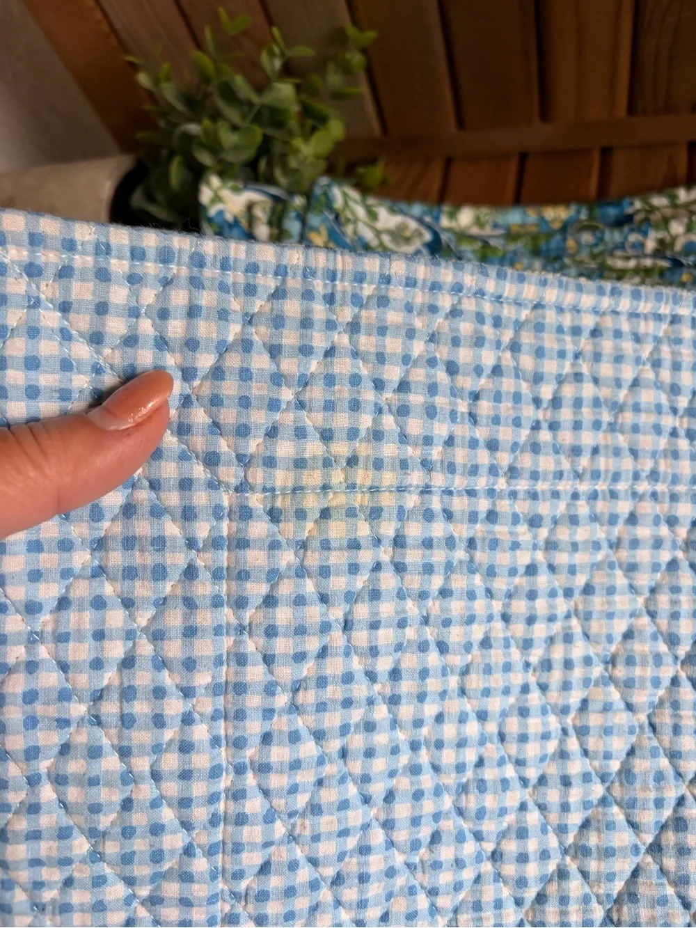 Vintage Vera Bradley Quilted Placemats Retired Blue + Yellow Print, Reversible